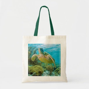 A Green Turtle On The Shallow Reefs Of Bonaire Tote Bag