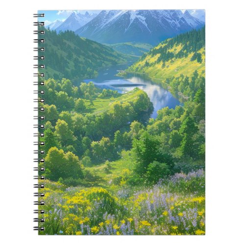 A Green Valley Flourishing with Pine Trees Notebook