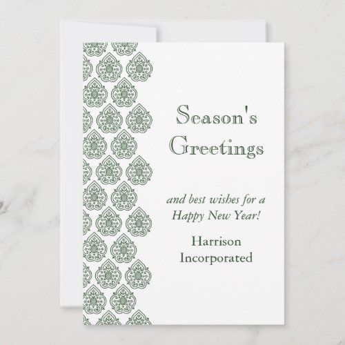 A Green Vintage Damask Holiday Card corp