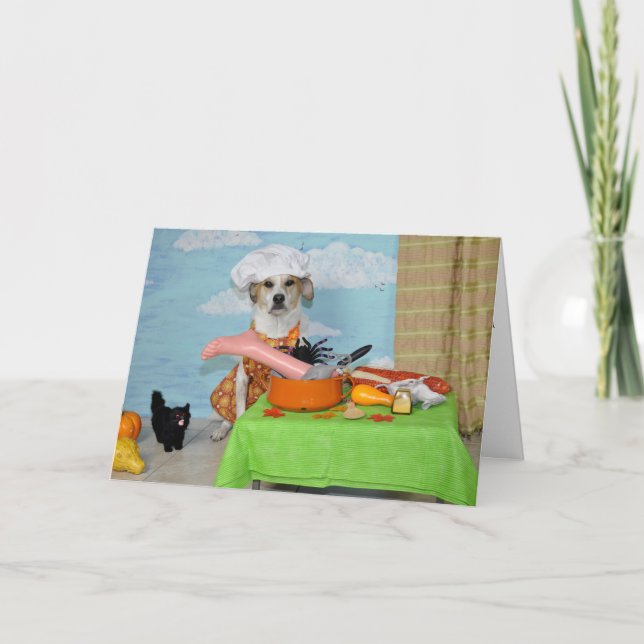 A greeting card /Thanksgiving? humorous dog photo (Front)