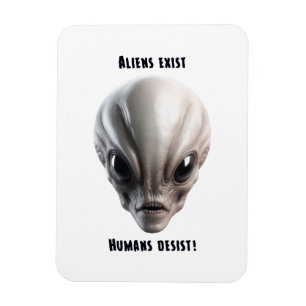 A grey/gray realistic alien for print magnet