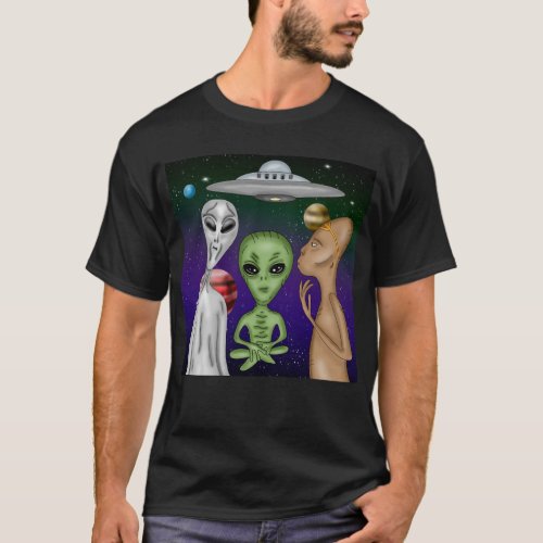A Grey Little Green Anunnaki Alien Drawing   T_Shirt