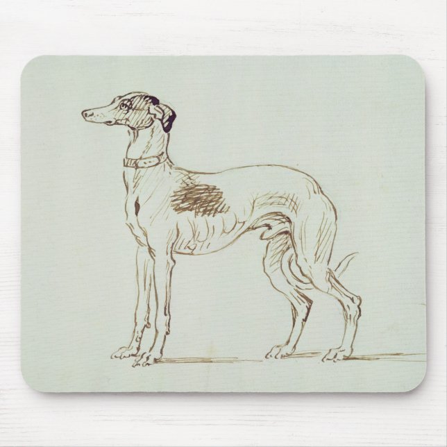 A Greyhound, Facing Left (pen & ink on paper) Mouse Pad (Front)