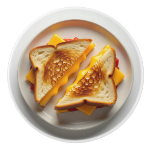 A Grilled Cheese Sandwich on a Plate Ceramic Knob