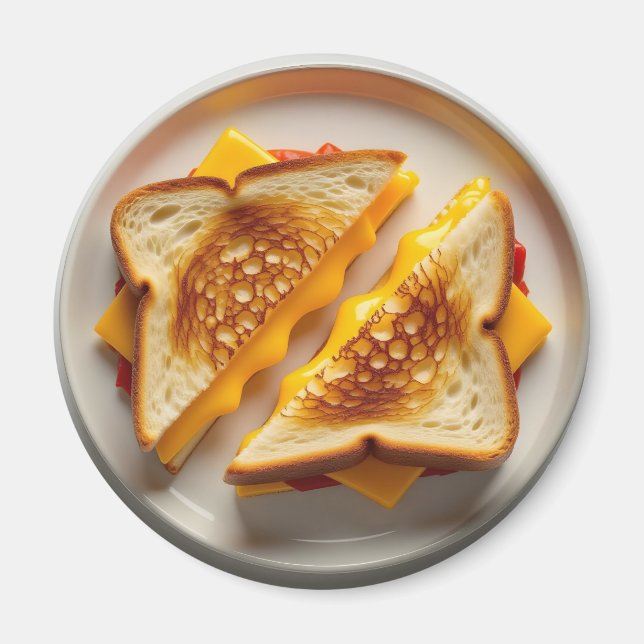 A Grilled Cheese Sandwich on a Plate Magnet (Front)