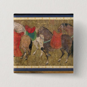 A Groom with Horses Button