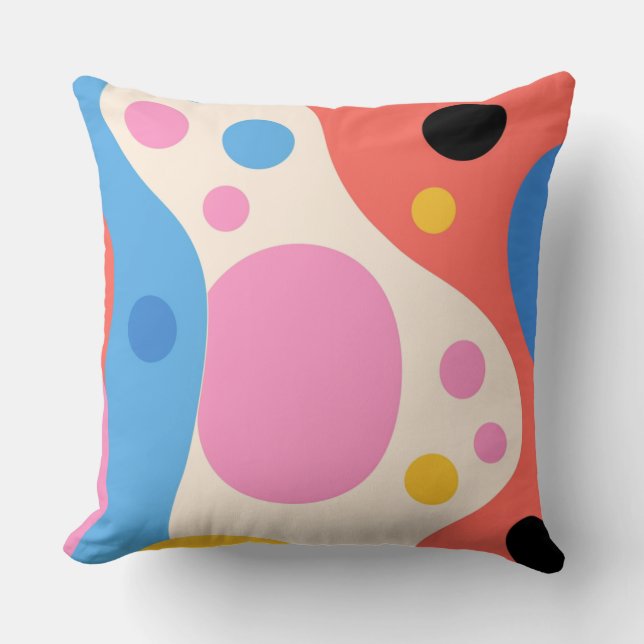 A Groovy Explosion of Color and Shape Throw Pillow (Front)