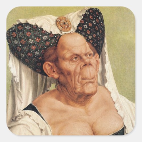 A Grotesque Old Woman possibly Princess Margaret Square Sticker