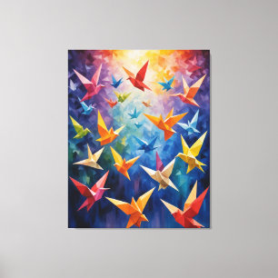 a group of colorful birds origami canvas print