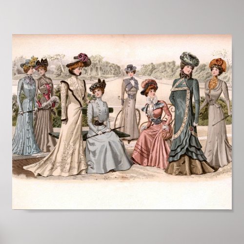 A Group of Edwardian Ladies Vintage Fashion    Poster