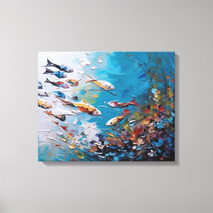a group of fish swimming in the ocean canvas print