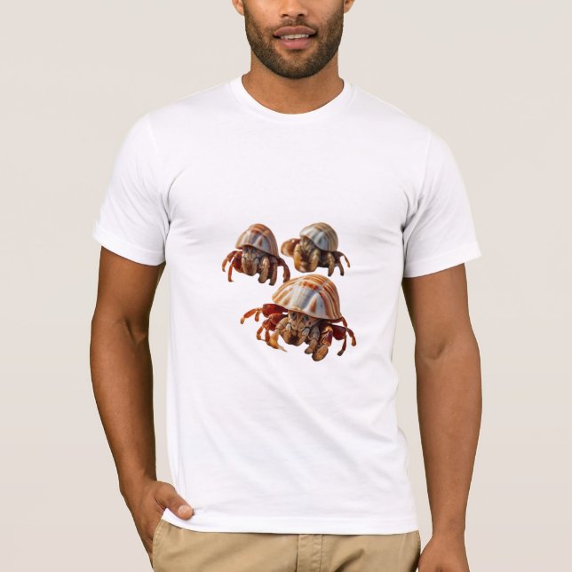 A group of hermit crabs walking on a sandy beach T-Shirt (Front)