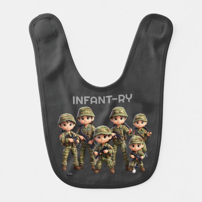 A Group Of Infants In Army Camouflage Uniform Baby Bib (Front)