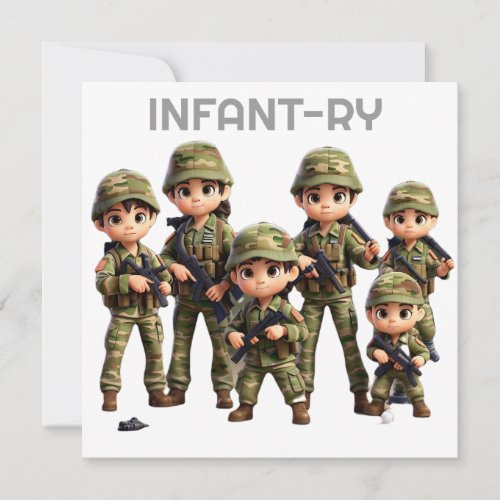 A Group Of Infants In Army Camouflage Uniform Holiday Card