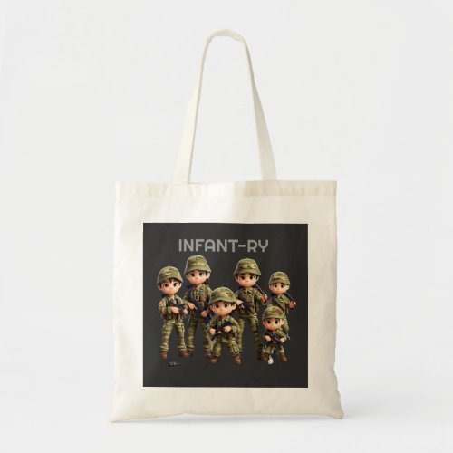 A Group Of Infants In Army Camouflage Uniform Tote Bag