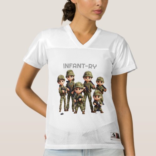 A Group Of Infants In Army Camouflage Uniform Womens Football Jersey
