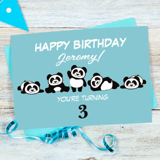 A Group of Pandas Personalized Birthday Card