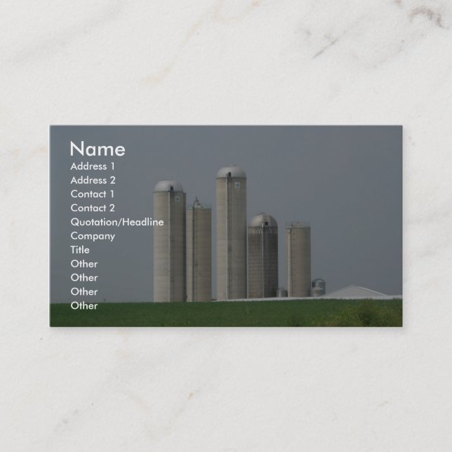 A Group Of Silos On A Farm In Lancaster, Pa Business Card (Front)