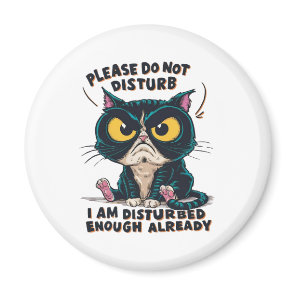 A grumpy cat with oversized magnet