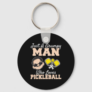 A Grumpy Man Who Loves Pickleball Funny Pickleball Keychain