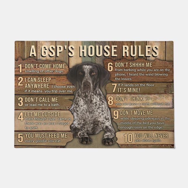 A GSP's House Rule Doormat, Funny Dog Doormat (Front)