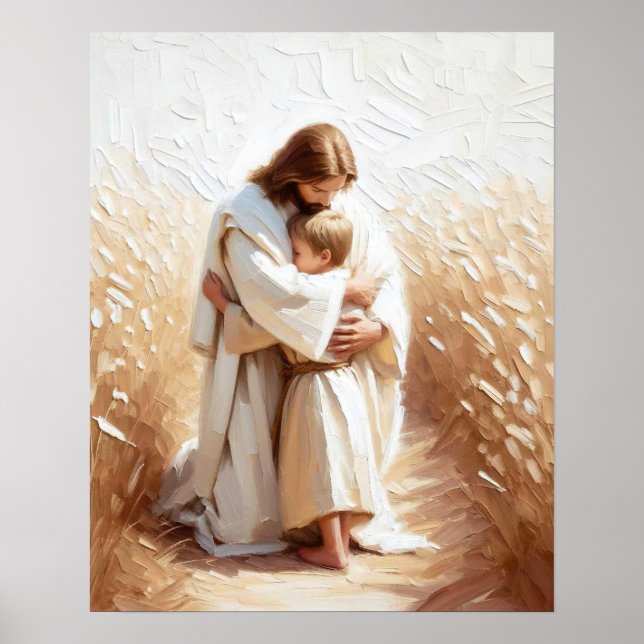 A Guiding Saviour, Christian Art, Jesus Hugging Bo Poster (Front)