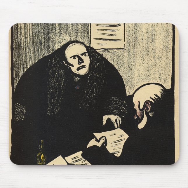 A guilty suspect tries to raise a question mouse pad (Front)
