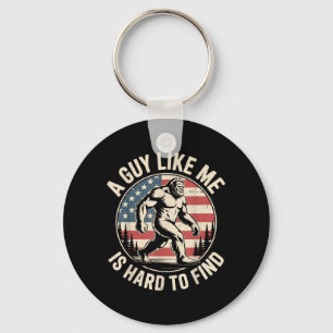 A Guy Like is Hard to Find Bigfoot American Flag Keychain