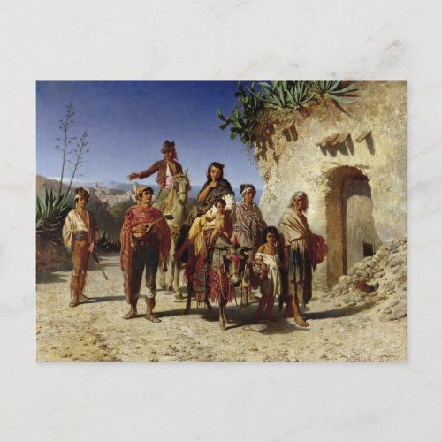 A Gypsy Family on the Road c1861 Postcard