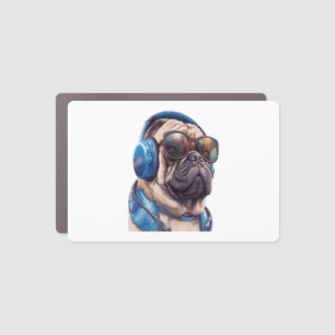 A Habu dog wearing sunglasses and headphones Car Magnet