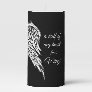 A half of my heart has Wings  Pillar Candle