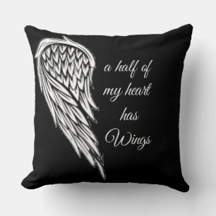 A half of my Heart has Wings Throw Pillow