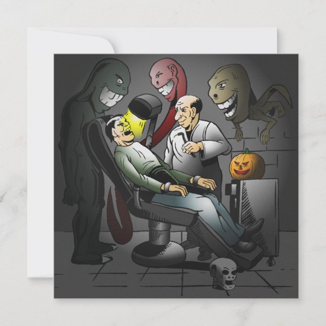 A Halloween Night at the dentist Invitation  (Front)