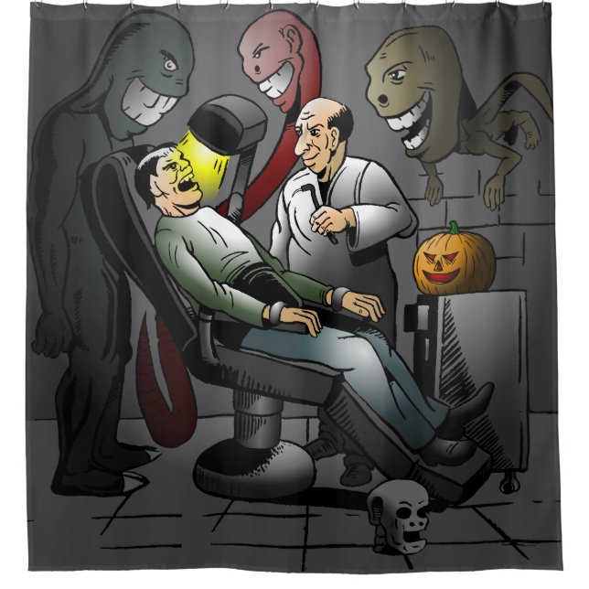 A Halloween night at the dentist Shower Curtain (Front)