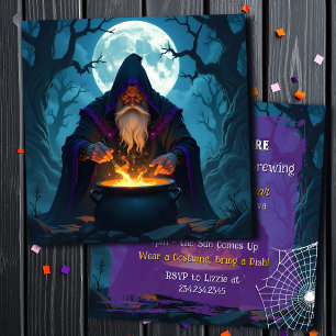 A Halloween Party is Brewing   Warlock Invitation