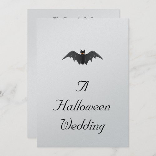 A Halloween Wedding _ Bat In Flight Invitation