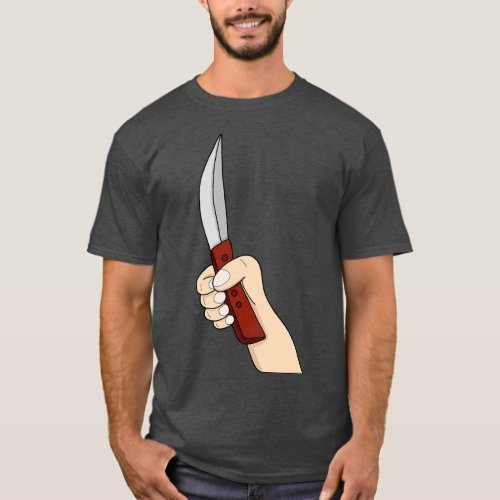 A hand holding a knife T_Shirt