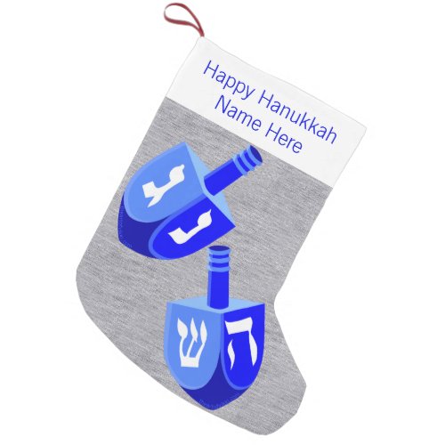 A Hanukkah Dreidels In Blue Fun Kids Chrismukkah Small Christmas Stocking