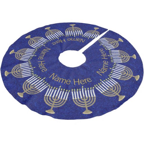 A Hanukkah Gold Menorah Family Chrismukkah Brushed Polyester Tree Skirt