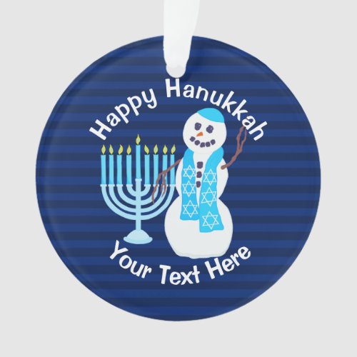 A Hanukkah Jewish Snowman Blue Menorah Chrismukkah Ornament