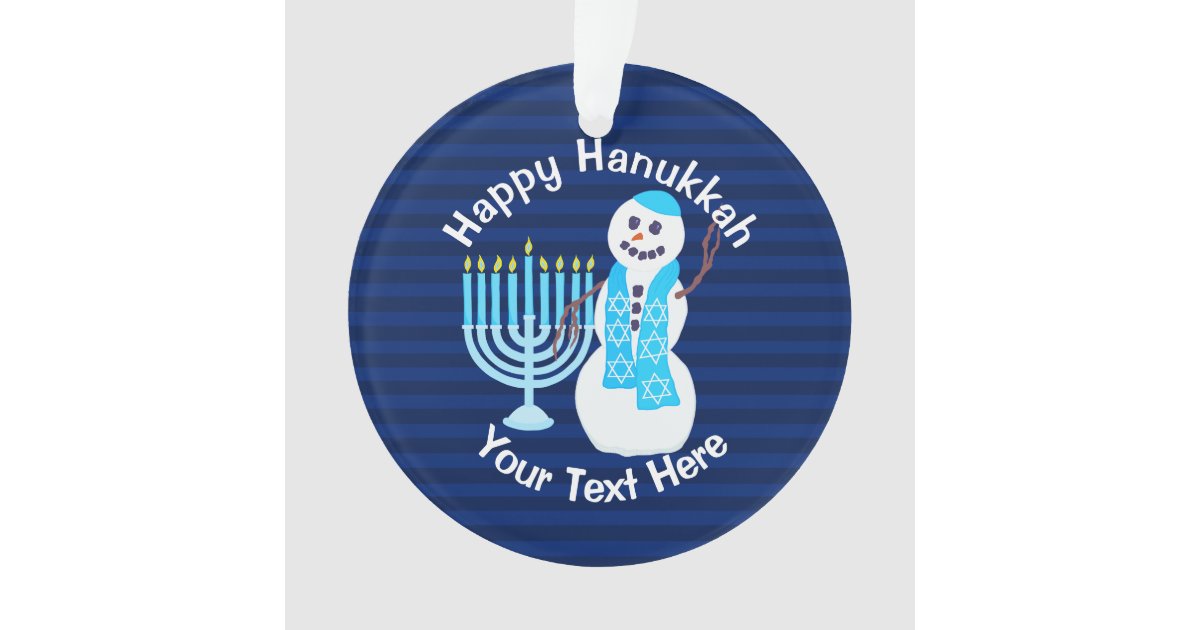 A Hanukkah Jewish Snowman Blue Menorah Chrismukkah Ornament Zazzle Com