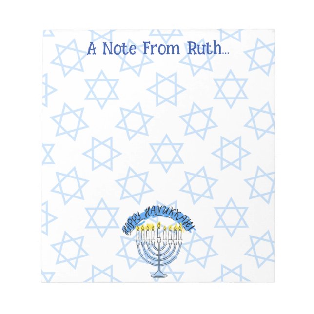 A Hanukkah Note From... Personalized Notepad (Front)