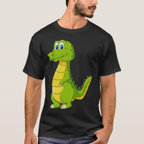 A Happy And Funny Green Crocodile Design Animal Ca T_Shirt