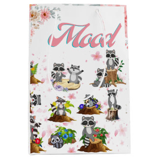 A happy and playful mood, just like the raccoons. medium gift bag