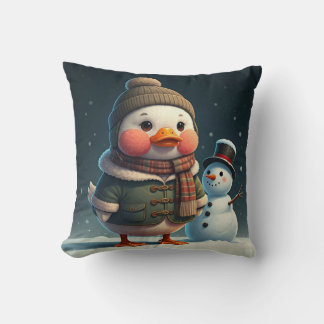 A happy baby duck throw pillow