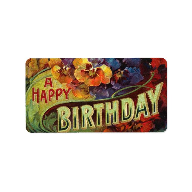 A Happy Birthday Vintage Painted Label (Front)