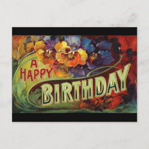 A Happy Birthday Vintage Painted Postcard