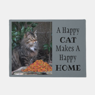 A Happy Cat Makes Happy Home Doormat