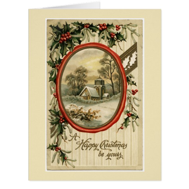 A Happy Christmas Be Yours Light Yellow Big Card (Front)
