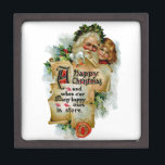 A Happy Christmas Gift Box<br><div class="desc">Vintage Christmas greeting card illustration..</div>